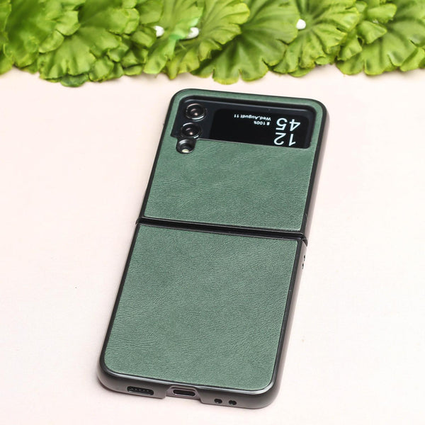 Green Leather Case for Samsung Galaxy Z FLIP 4