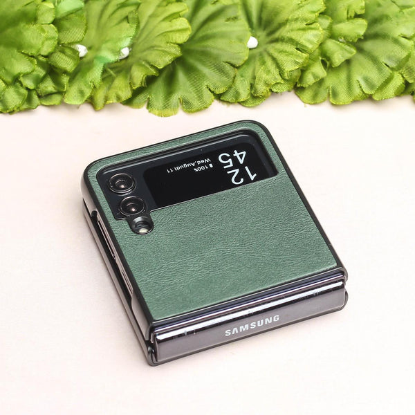 Green Leather Case for Samsung Galaxy Z FLIP 4