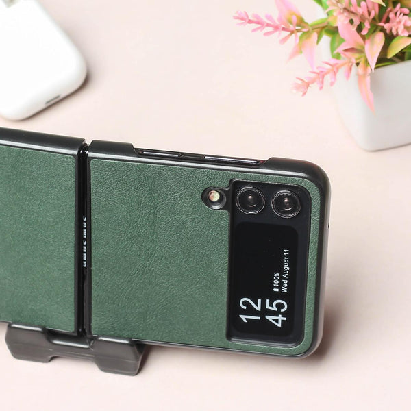 Green Leather Case for Samsung Galaxy Z FLIP 4