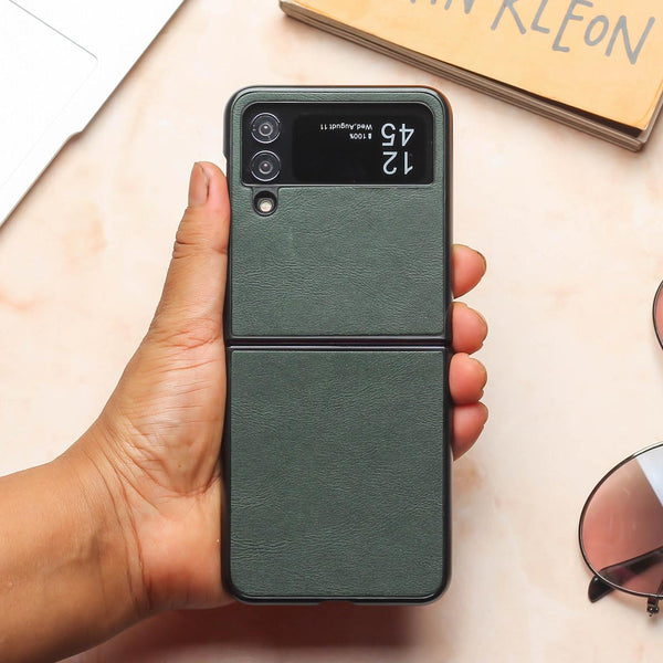 Green Leather Case for Samsung Galaxy Z FLIP 4