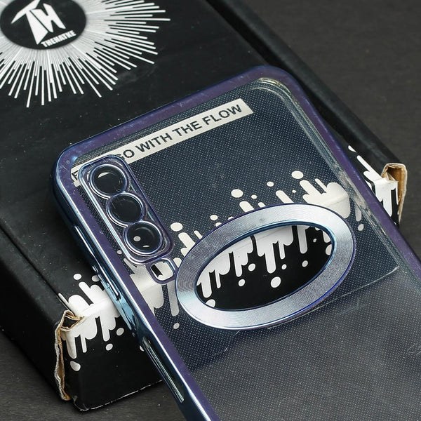 Blue 6D Logo Cut Transparent Case for Samsung A7 2018
