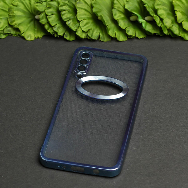 Blue 6D Logo Cut Transparent Case for Samsung A7 2018