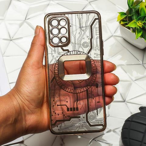 Golden Watch Machine Logo Cut Transparent Case for Oneplus 8t