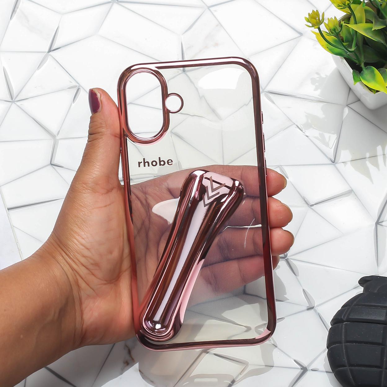 Rhobe Pink Silicone Case for Apple Iphone 16 Plus