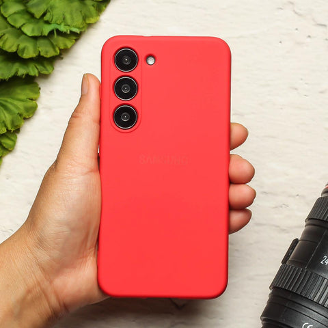 Red Original Camera Safe Silicone case for Samsung S21 FE