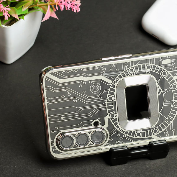 Silver Watch Machine Logo Cut Transparent Case for Oneplus Nord CE