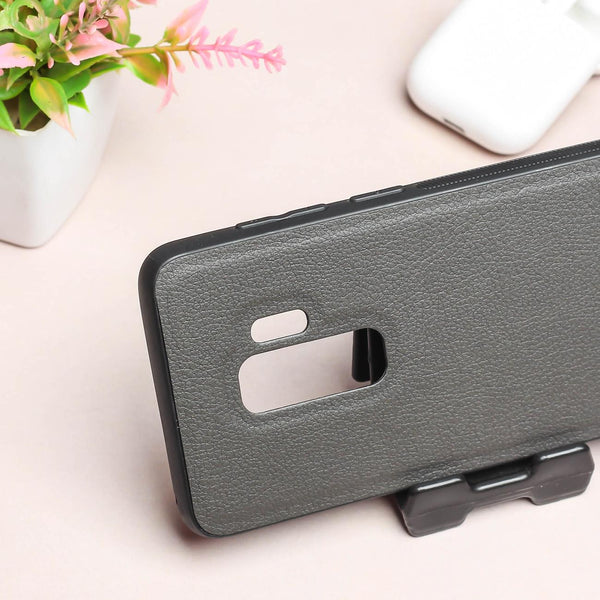 Raised Edges Grey Leather Case for Samsung S9 Plus