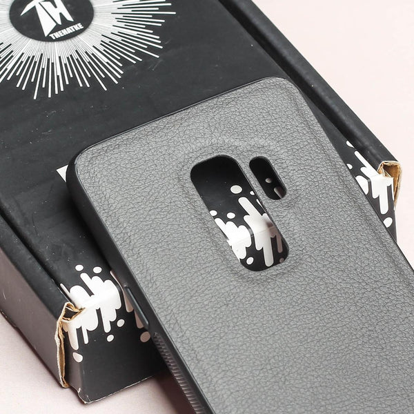 Raised Edges Grey Leather Case for Samsung S9 Plus