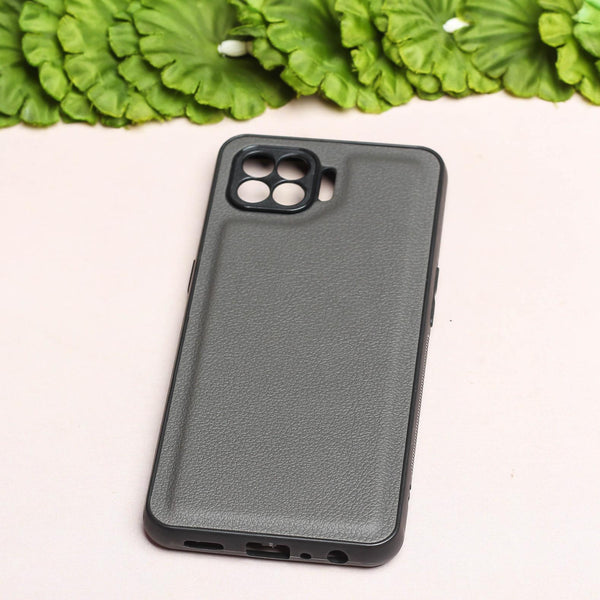 Raised Edges Grey Leather Case for Oppo F17