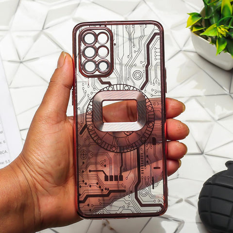 Pink  Watch Machine Logo Cut Transparent Case for Oneplus 8T