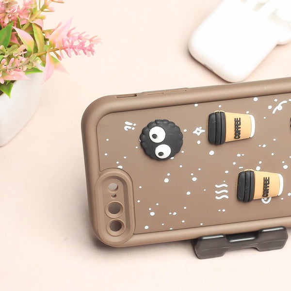Brown COFFEE (ALWAYS HAPPY) Silicone case for Apple iphone 8 Plus