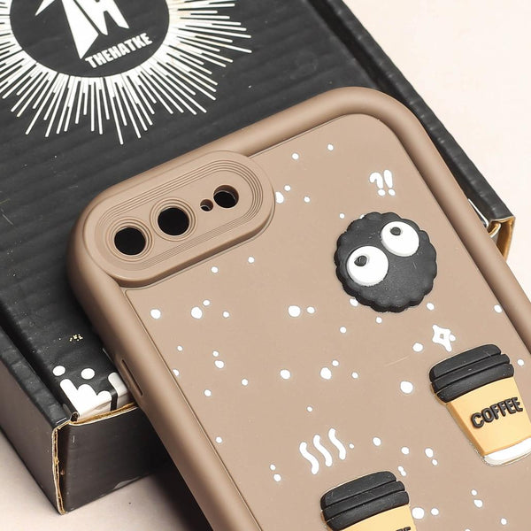 Brown COFFEE (ALWAYS HAPPY) Silicone case for Apple iphone 8 Plus