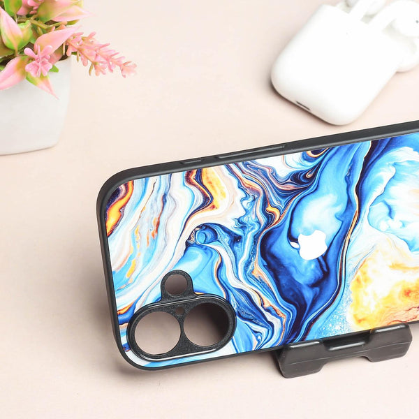 Blue Opulent metal back case for Apple Iphone 16