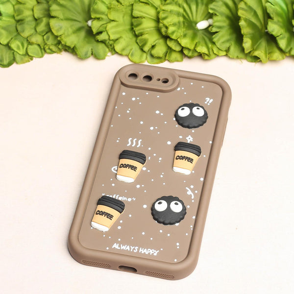 Brown COFFEE (ALWAYS HAPPY) Silicone case for Apple iphone 8 Plus