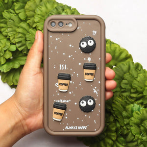Brown COFFEE (ALWAYS HAPPY) Silicone case for Apple iphone 8 Plus