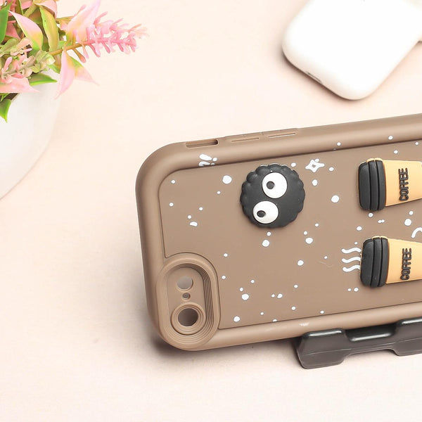Brown COFFEE (ALWAYS HAPPY) Silicone case for Apple iphone 8