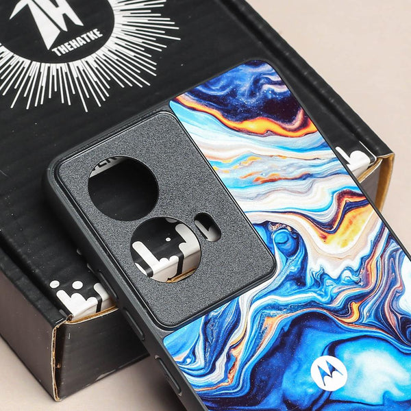 Blue Opulent metal back case for Moto Edge 50 Fusion