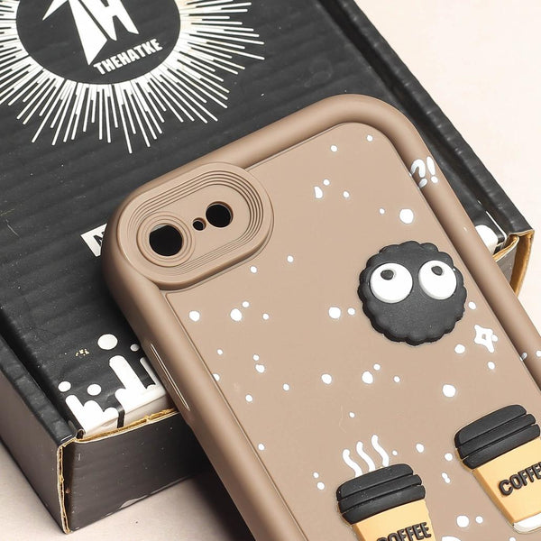 Brown COFFEE (ALWAYS HAPPY) Silicone case for Apple iphone 8