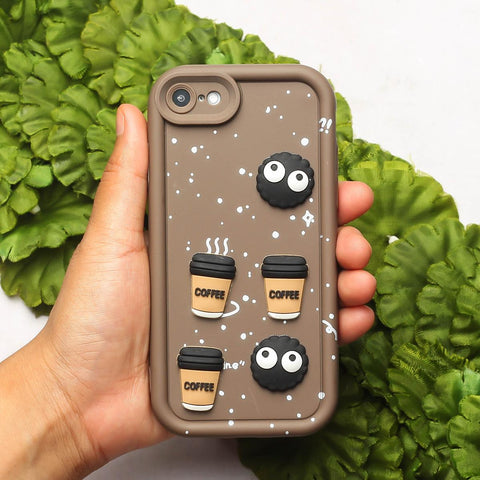 Brown COFFEE (ALWAYS HAPPY) Silicone case for Apple iphone 8