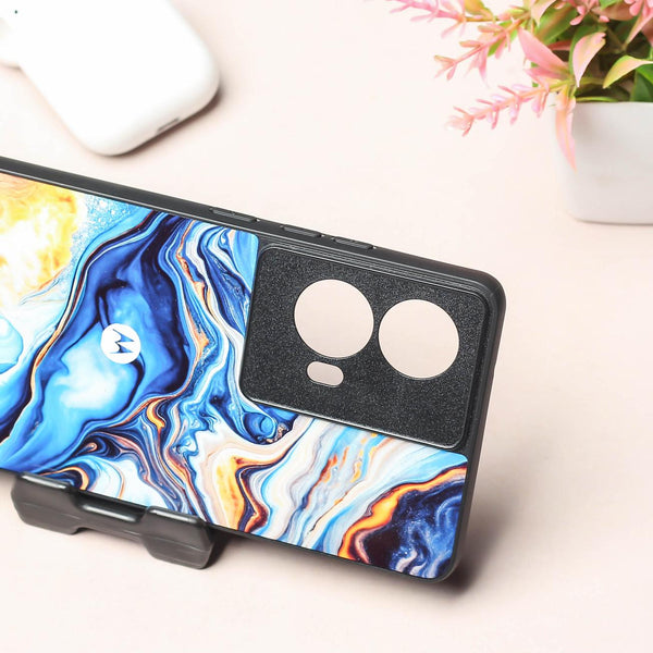 Blue Opulent metal back case for Moto Edge 50 Fusion