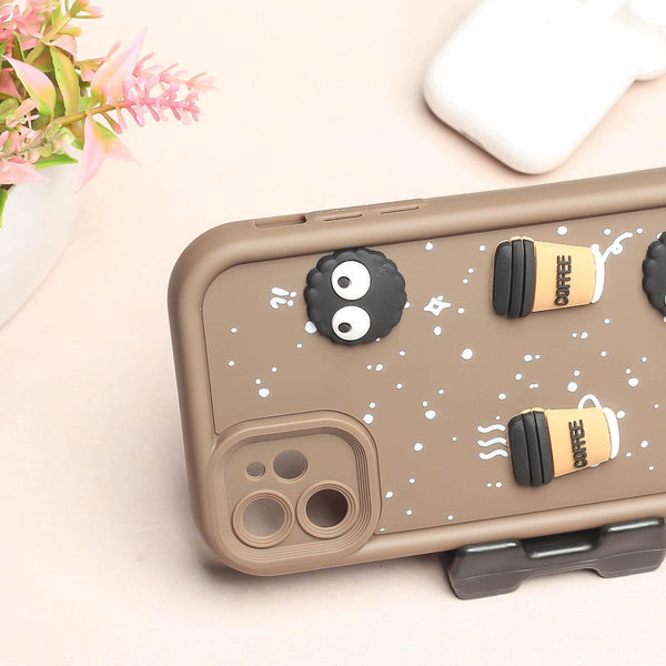 Brown COFFEE (ALWAYS HAPPY) Silicone case for Apple iphone 11