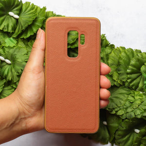 Raised Edges Brown Leather Case for Samsung S9 Plus