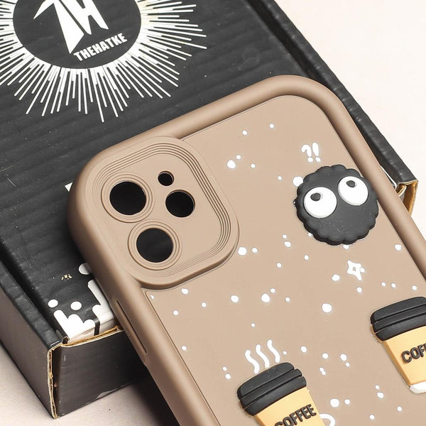 Brown COFFEE (ALWAYS HAPPY) Silicone case for Apple iphone 11