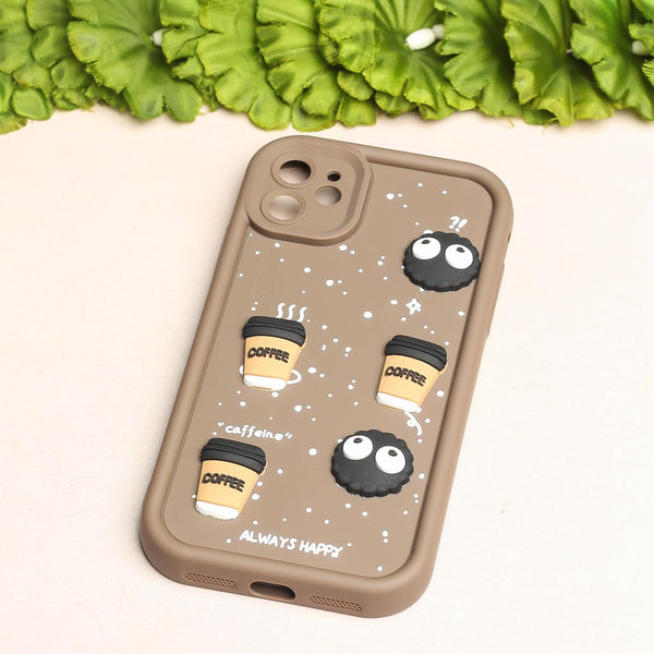 Brown COFFEE (ALWAYS HAPPY) Silicone case for Apple iphone 11