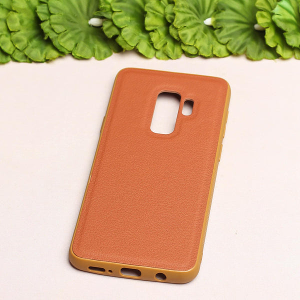 Raised Edges Brown Leather Case for Samsung S9 Plus