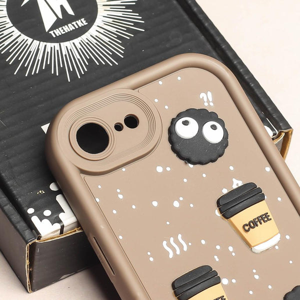 Brown COFFEE (ALWAYS HAPPY) Silicone case for Apple iphone 16e