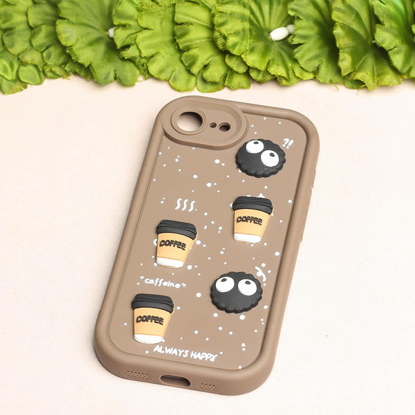 Brown COFFEE (ALWAYS HAPPY) Silicone case for Apple iphone 16e