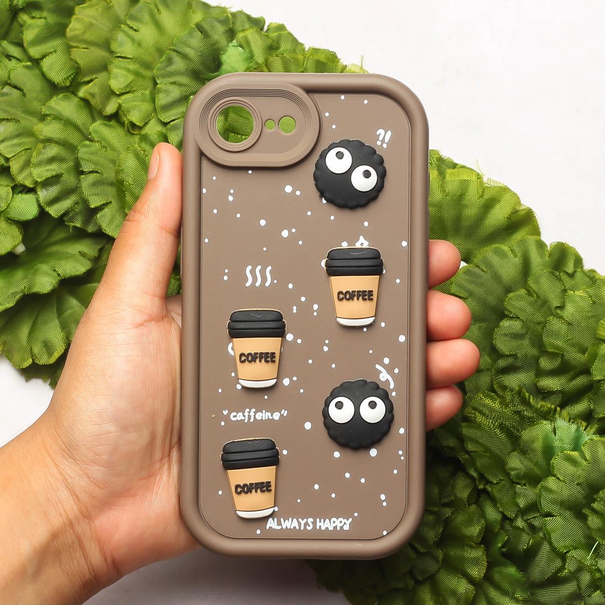 Brown COFFEE (ALWAYS HAPPY) Silicone case for Apple iphone 16e
