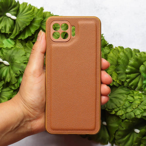 Raised Edges Brown Leather Case for Oppo F17