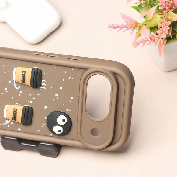 Brown COFFEE (ALWAYS HAPPY) Silicone case for Google Pixel 9