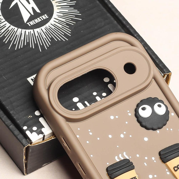 Brown COFFEE (ALWAYS HAPPY) Silicone case for Google Pixel 9
