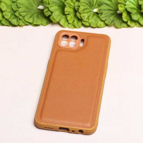 Raised Edges Brown Leather Case for Oppo F17