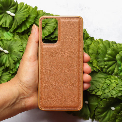 Raised Edges Brown Leather Case for Oppo Reno 6