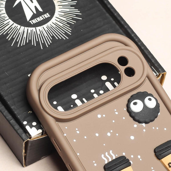 Brown COFFEE (ALWAYS HAPPY) Silicone case for Google Pixel 9 Pro XL