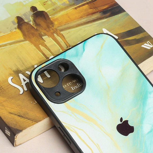 Green Luxe Marble metal back case for Apple Iphone 13