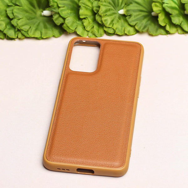 Raised Edges Brown Leather Case for Oppo Reno 6