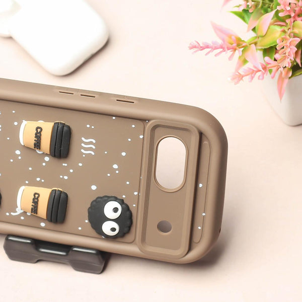 Brown COFFEE (ALWAYS HAPPY) Silicone case for Google Pixel 8a