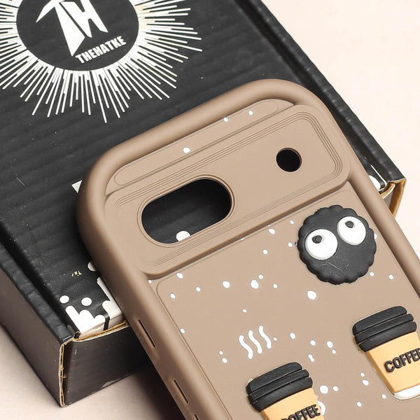 Brown COFFEE (ALWAYS HAPPY) Silicone case for Google Pixel 8a
