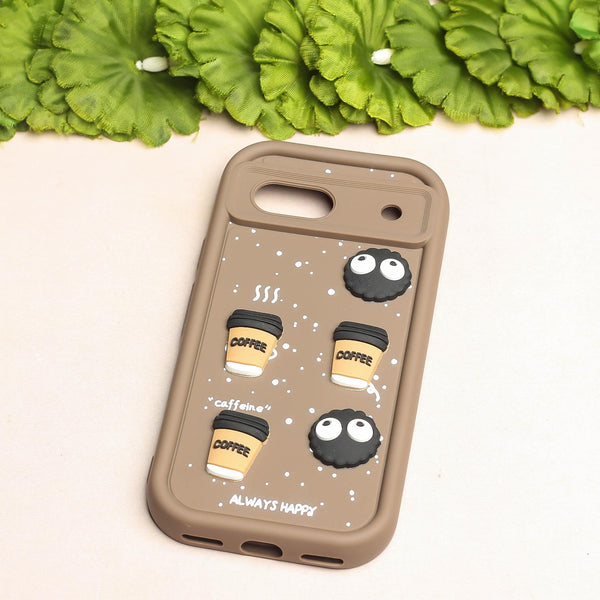 Brown COFFEE (ALWAYS HAPPY) Silicone case for Google Pixel 8a