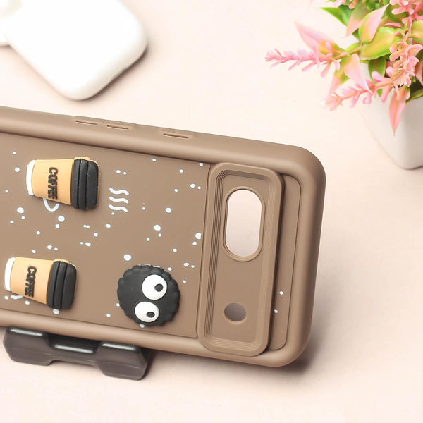 Brown COFFEE (ALWAYS HAPPY) Silicone case for Google Pixel 7a