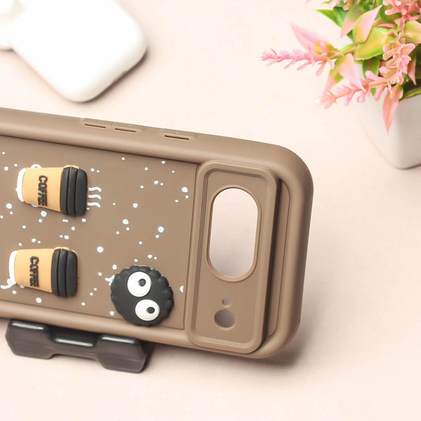 Brown COFFEE (ALWAYS HAPPY) Silicone case for Google Pixel 8