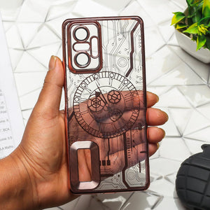 Pink Watch Machine Logo Cut Transparent Case for Redmi Note 10 Pro