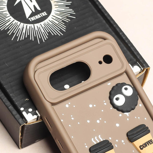 Brown COFFEE (ALWAYS HAPPY) Silicone case for Google Pixel 8