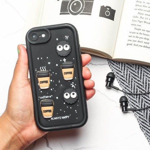 Black COFFEE (ALWAYS HAPPY) Silicone case for Apple iphone 8