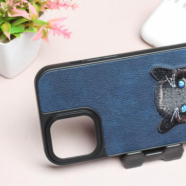 Dark Blue Leather Black Panther Ornamented for Apple Iphone 11 Pro Max