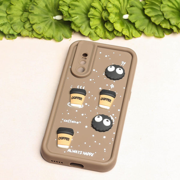 Brown COFFEE (ALWAYS HAPPY) Silicone case for Vivo V15 Pro